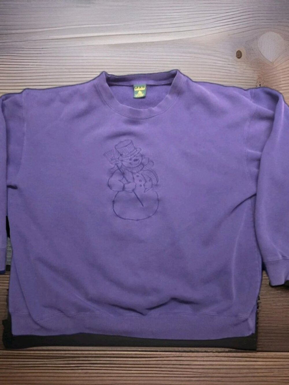 VTG Cabela’s Navy Snowman Embroidered Sweatshirt Size XL